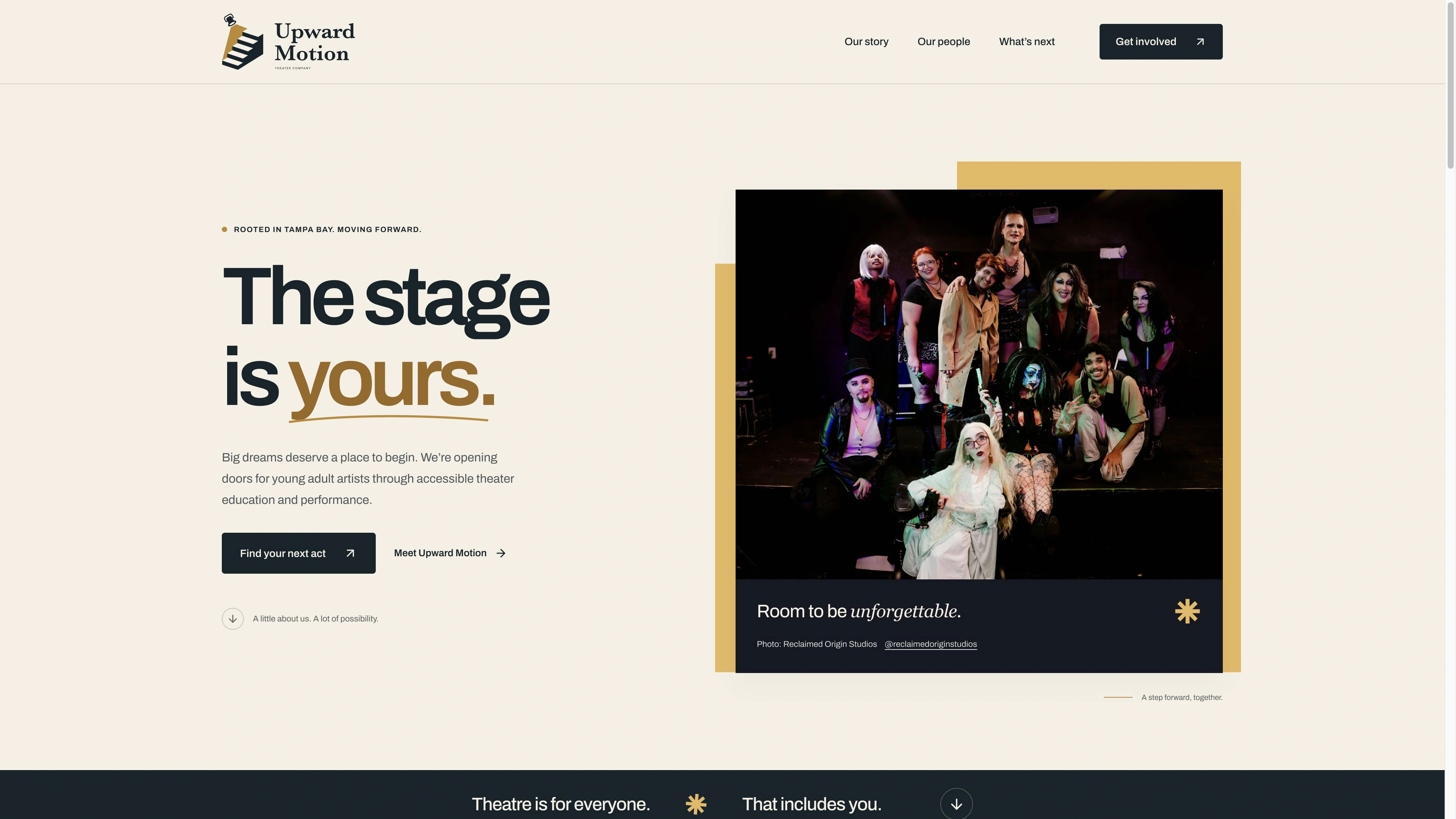Upward Motion Theater website, designed and developed by Ethan James